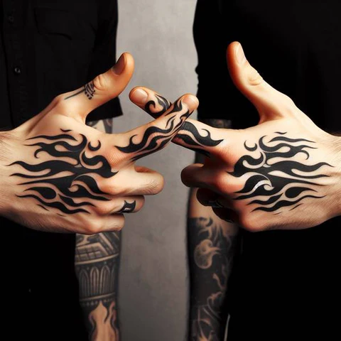 14 Thunderous Twin Flame Tattoo Ideas 6 Highly Stylized Twin Flame Finger Tattoo 1