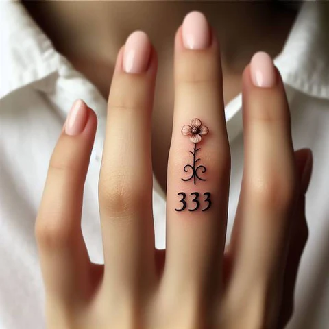 11 Thrilling 333 Tattoo Ideas To Enhance Your Creative Prowess! 11 Inclusion Of The Celestial Motifs Layered 333 Tattoo On Finger 2