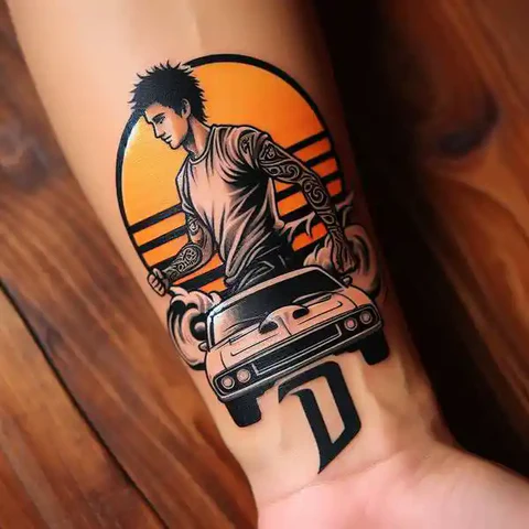 83 Classic Initial Tattoo Ideas To Stay With You Till Eternity! 10 Initial D Tattoo With Blast Of Colors 2