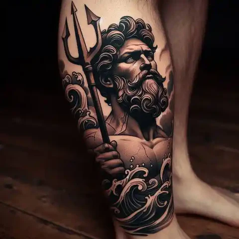 16 Peaceful Poseidon Tattoo Ideas To Control Your Emotions! 18 Intertwinement Of Destiny Intricate Poseidon Tattoo On Leg 2