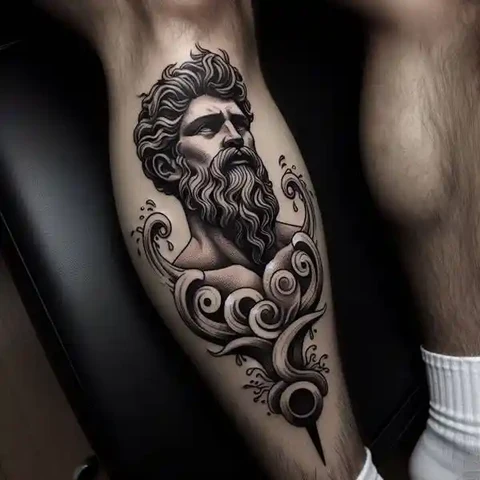 16 Peaceful Poseidon Tattoo Ideas To Control Your Emotions! 17 Intertwinement Of Destiny Intricate Poseidon Tattoo On Leg