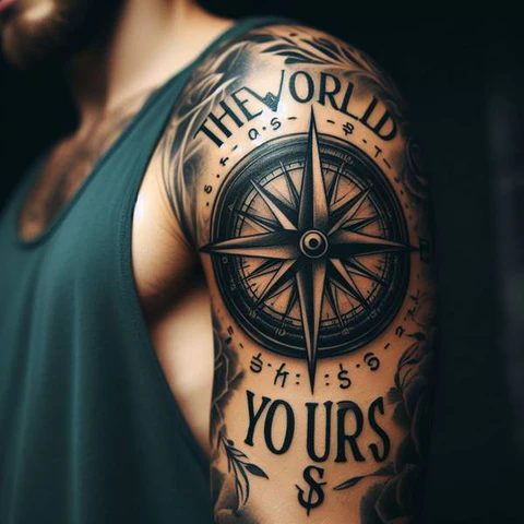 Intricate Compass Tattoo With Unique Dimensions 2