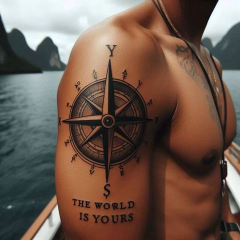 Intricate Compass Tattoo With Unique Dimensions