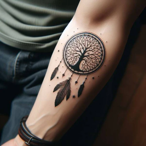 23 Fearless Family Tree Tattoo Ideas 38 Intricate Family Tree Dreamcatcher Tattoo