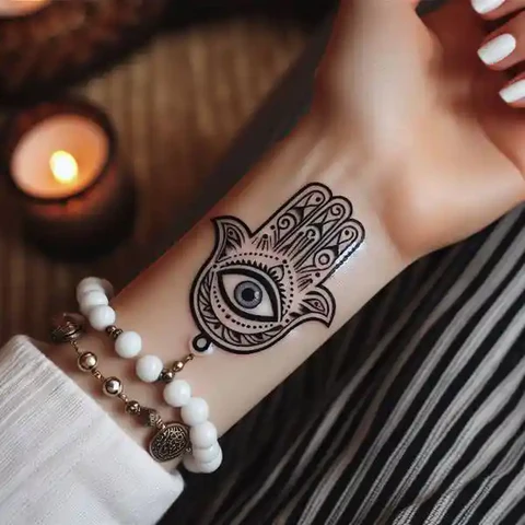 18 Engaging Evil Eye Tattoo Ideas 11 Intricate Hamsa Evil Eye Tattoo