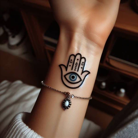 18 Engaging Evil Eye Tattoo Ideas 12 Intricate Hamsa Evil Eye Tattoo2