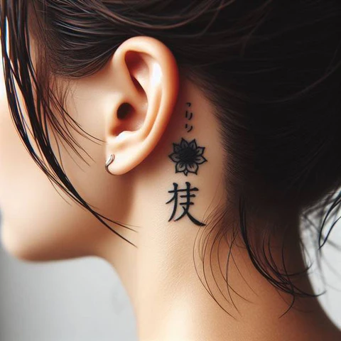 33 Cute Yet Meaningful Tattoos Behind The Ear 26 Japanese Tattoo Behind The Ear