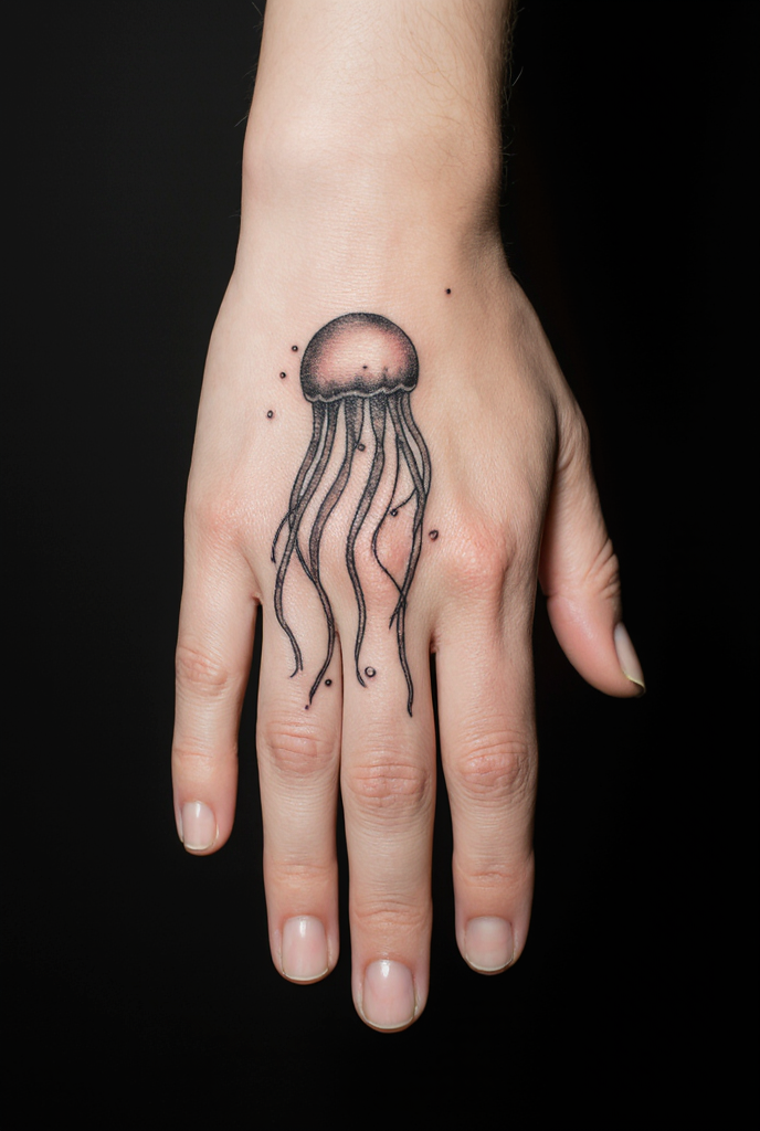 Jellyfish Hand Tattoo