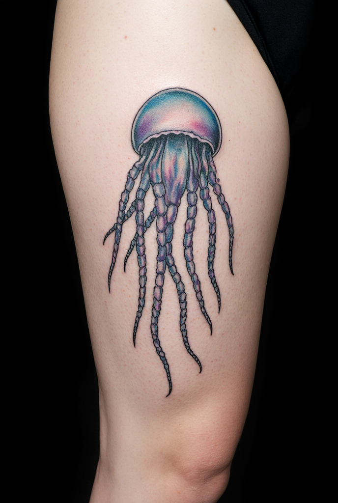 Jellyfish Thigh Tattoo