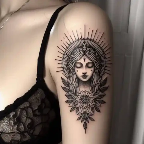 14 Stunning Spiritual Tattoo Ideas 16 Labyrinth like Goddess Tattoo 2