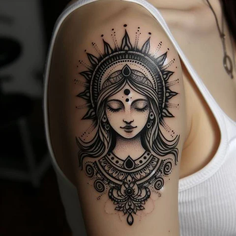 14 Stunning Spiritual Tattoo Ideas 15 Labyrinth like Goddess Tattoo