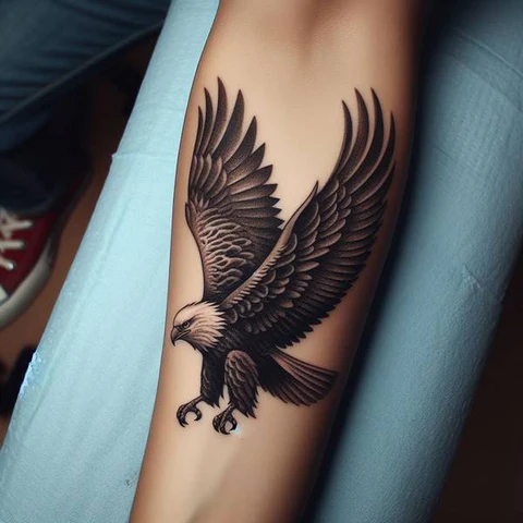 42 Exquisite Eagle Tattoo Ideas 21 Layered Flying Eagle Tattoo