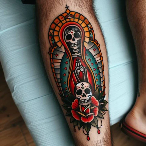 Lighting The Foot With Santa Muerte Design 2