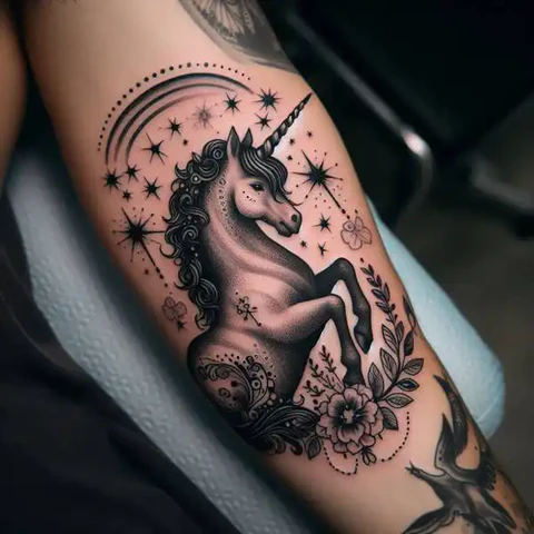 Magical Gothic Unicorn Tattoo