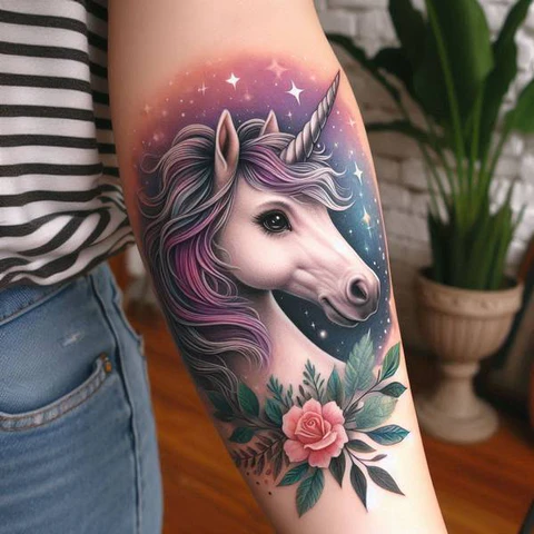 21 Mesmeric Ideas and Meanings of Unicorn Tattoos 3 Melody of Innocence and Imagination