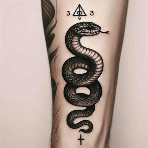30 Sacred Snake Tattoo Ideas To Highlight Your Exclusivity! 37 Monochromatic Crowley Snake Tattoo 2