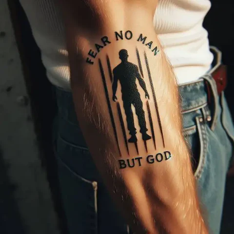 12 Fascinating Fear God Tattoo Ideas! 7 Monochromatic Fear No Man But God Tattoo