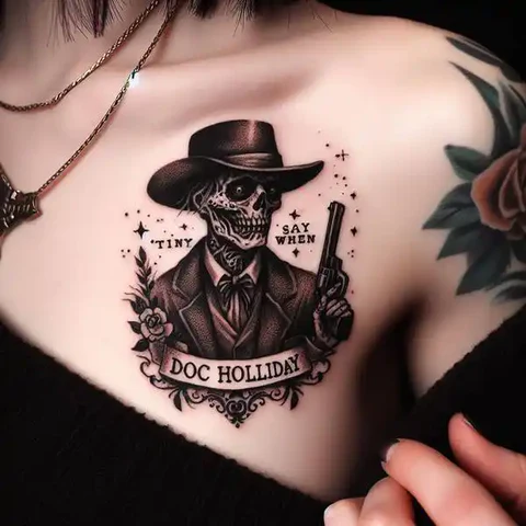 21 Dazzling Doc Holliday Tattoo Ideas To Sling Guns Like A Pro! 14 Morbid Doc Holliday Zombie Tattoo With Natural Elements