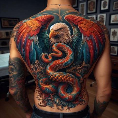 42 Exquisite Eagle Tattoo Ideas 23 Morbid Eagle And Snake Tattoo