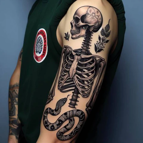 30 Sacred Snake Tattoo Ideas To Highlight Your Exclusivity! 55 Morbid Skeleton Snake Tattoo