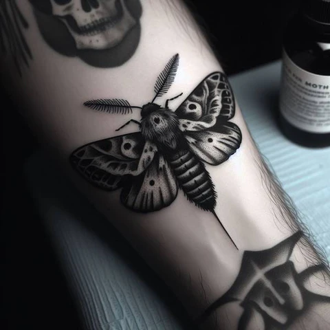 Mysterious Gothic Moth Tattoo