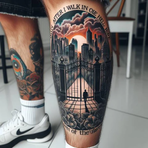 13 Glorious And Meaningful Gates of Heaven Tattoo Ideas 1 Neoclassical Gates Of Heaven Script Tattoo