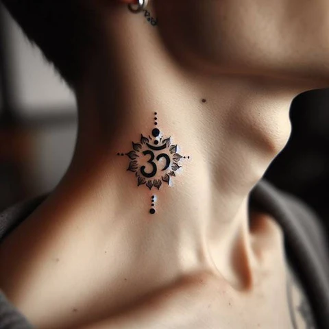 14 Stunning Spiritual Tattoo Ideas 20 Ohm Symbol On Neck 2
