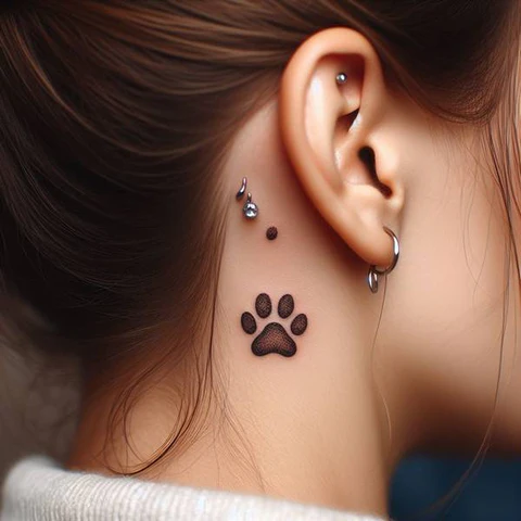 33 Cute Yet Meaningful Tattoos Behind The Ear 27 Paw Print Tattoo Behind The Ear