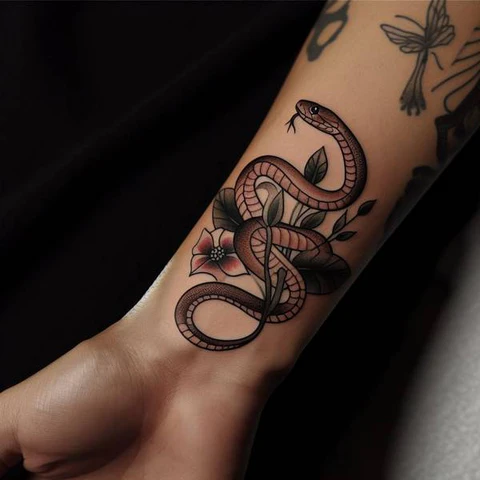 30 Sacred Snake Tattoo Ideas To Highlight Your Exclusivity! 3 Peek Of The Menace2 Traditional Snake Tattoo With A Shocking Twist