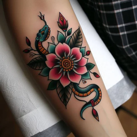 30 Sacred Snake Tattoo Ideas To Highlight Your Exclusivity! 2 Peek Of The MenaceTraditional Snake Tattoo With A Shocking Twist