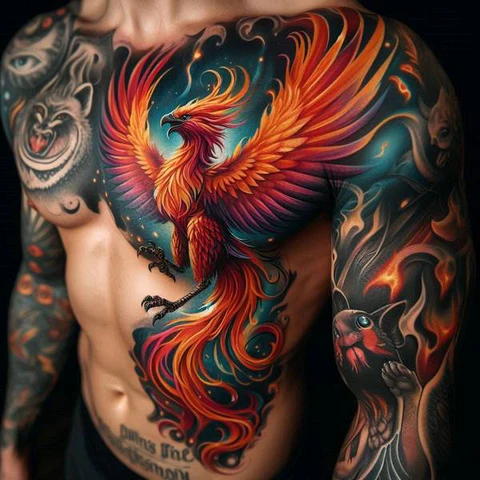 15 Blazing Hot Ideas For Phoenix Tattoos 3 Phoenix Tattoo On Chest