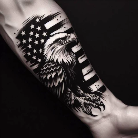 42 Exquisite Eagle Tattoo Ideas 13 Poetic American Flag Eagle Tattoo