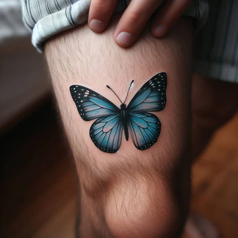 Radiant Above The Knee Butterfly Tattoo2