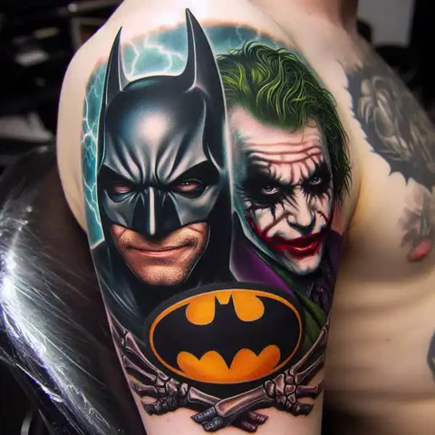 29 Fascinating Joker Tattoo Ideas 30 Realistic Batman Joker Tatto2