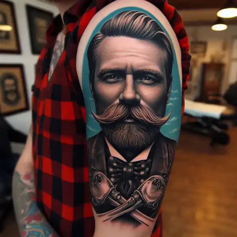 21 Dazzling Doc Holliday Tattoo Ideas To Sling Guns Like A Pro! 6 Realistic Doc Holliday Tattoo With A Bodacious Mustache 2