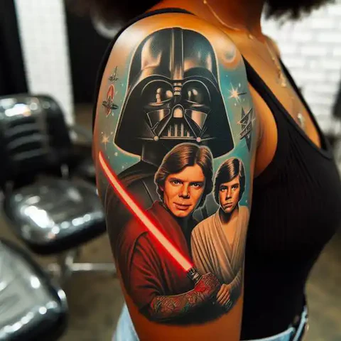 Realistic Star Wars Tattoo On Arm