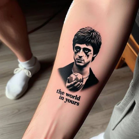 Realistic The World Is Yours Tattoo