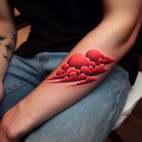 25 Cloud Tattoo Ideas To Fade Away Your Worries 22 Red Cloud Tattoo