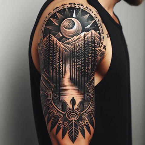 Resilient Pine Tree Forest Tattoo2