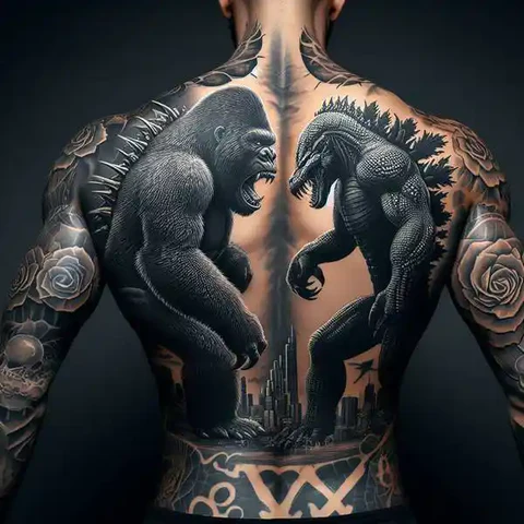 Rivalry Beyond Borders Menacing Godzilla Vs Kong Tattoo 2