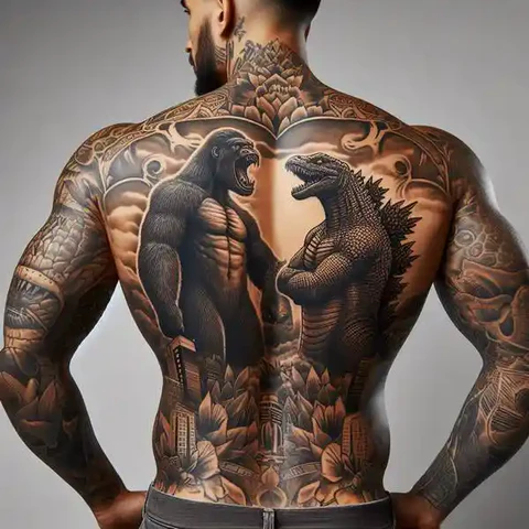 Rivalry Beyond Borders Menacing Godzilla Vs Kong Tattoo