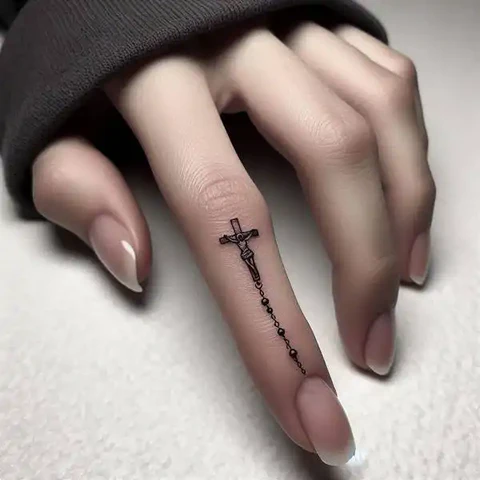Rosary Finger Tattoo 2