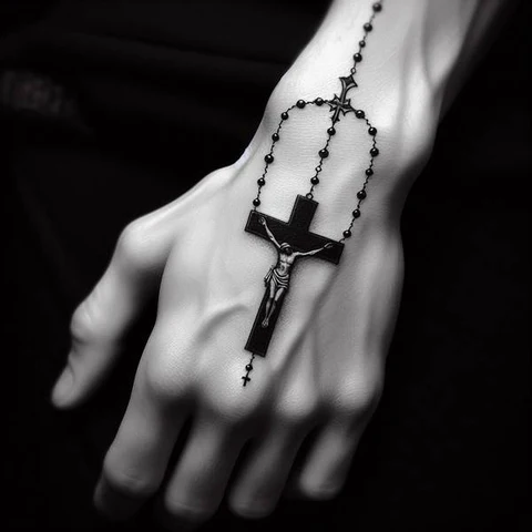 Rosary Hand Tattoo
