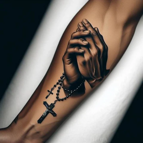Rosary Praying Hands Tattoo