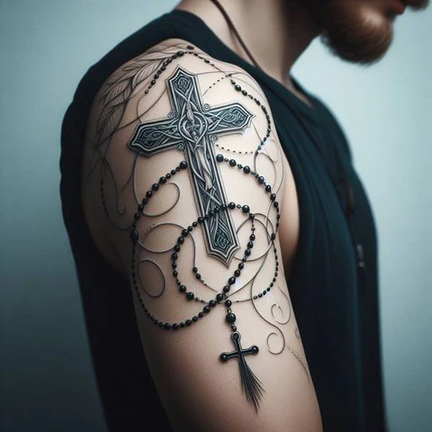 Rosary Tattoo On Arm 2
