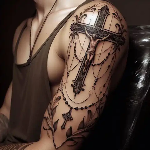 Rosary Tattoo On Arm