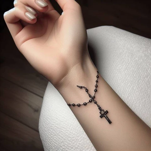 Rosary Tattoo On Wrist