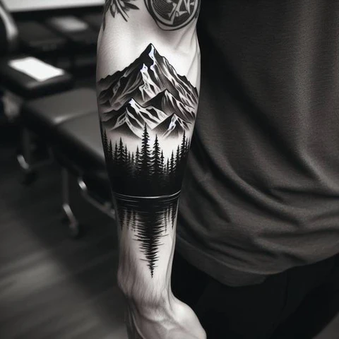 Scenic Pine Tree Tattoo2