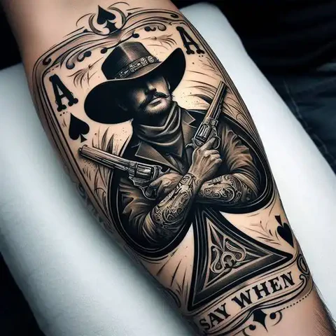 21 Dazzling Doc Holliday Tattoo Ideas To Sling Guns Like A Pro! 12 Shaded Doc Holliday Design Captured In A Spade