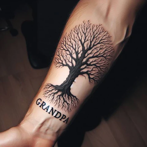 23 Fearless Family Tree Tattoo Ideas 5 Shaded Family Tree Tattoo With Names